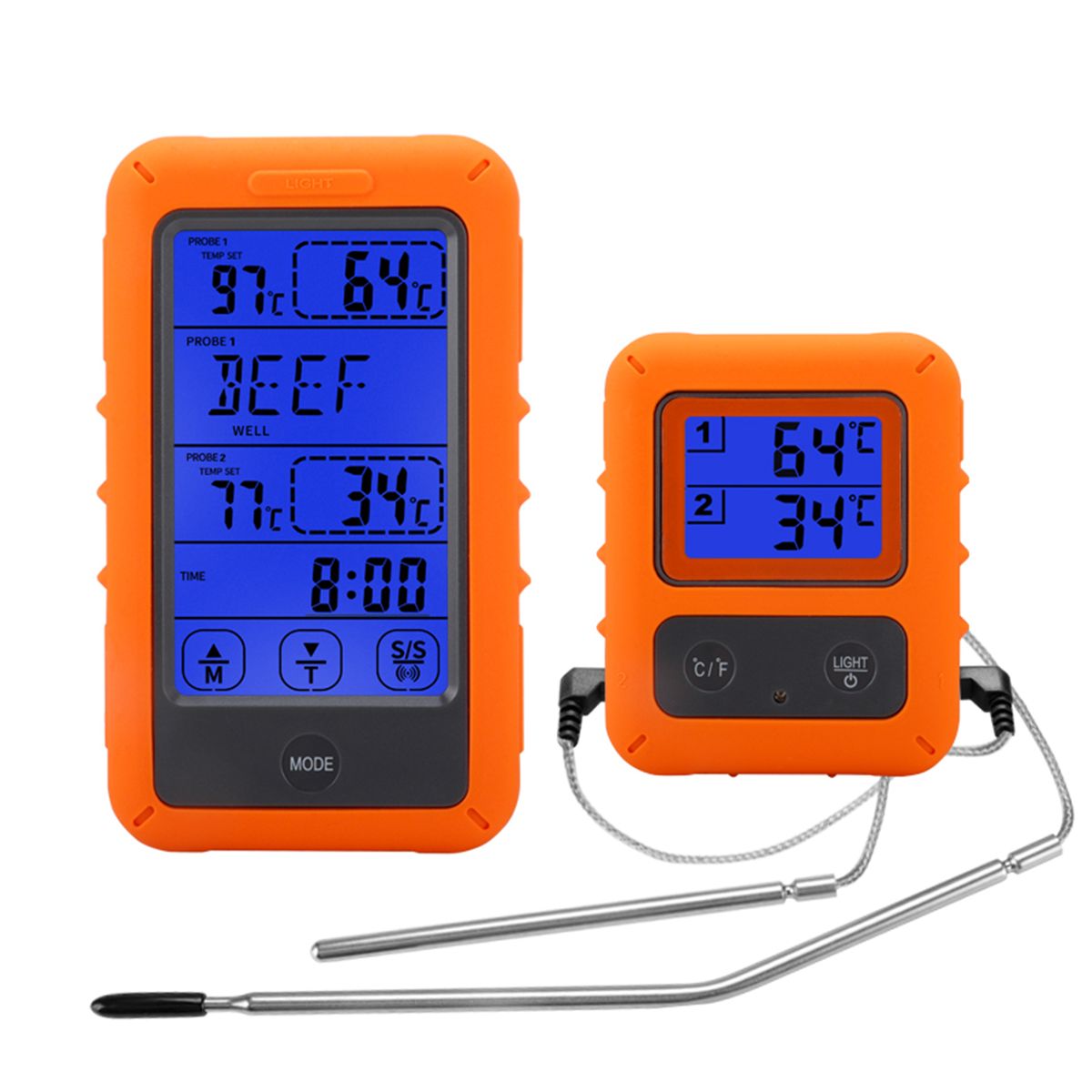Wireless Meat Thermometer With 2 Probes 328Ft Long Range LCD