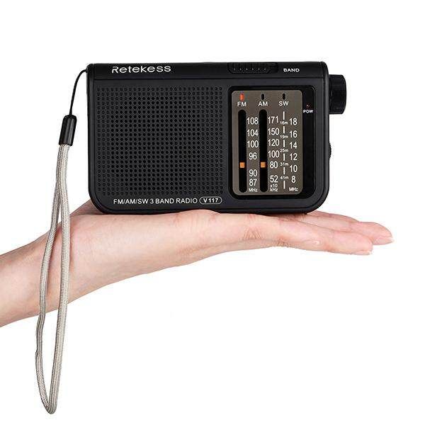 Retekess V-117 FM AM SW 3 Band Radio Powered Operated By 2 AA Transistor Radio Jack Emergency Radio Receiver Portable Radio Station