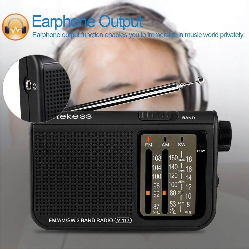 Retekess V-117 FM AM SW 3 Band Radio Powered Operated By 2 AA Transistor Radio Jack Emergency Radio Receiver Portable Radio Station