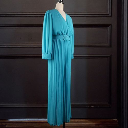 Women Loose Long Sleeve Wide Leg Jumpsuit Blue
