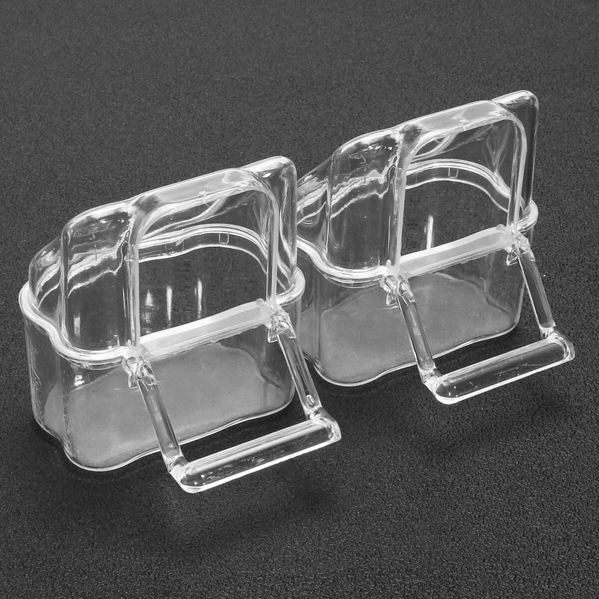 2 Pcs Bird Food Feeder Acrylic Clear Bowl Feeding Box Parrot Pigeon Cage