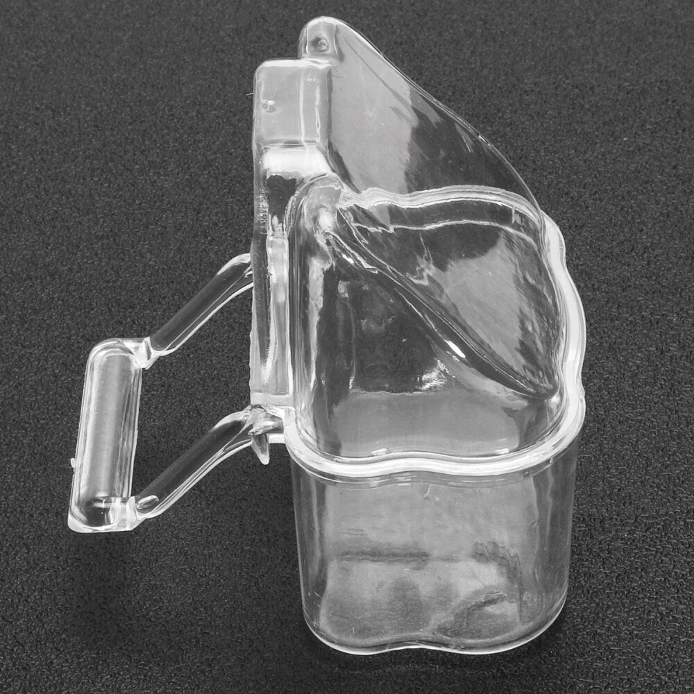 2 Pcs Bird Food Feeder Acrylic Clear Bowl Feeding Box Parrot Pigeon Cage
