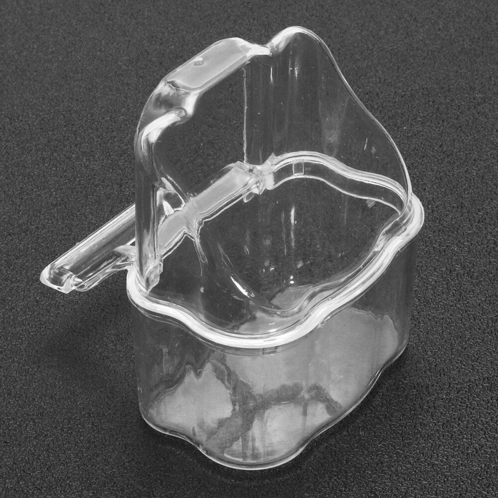 2 Pcs Bird Food Feeder Acrylic Clear Bowl Feeding Box Parrot Pigeon Cage