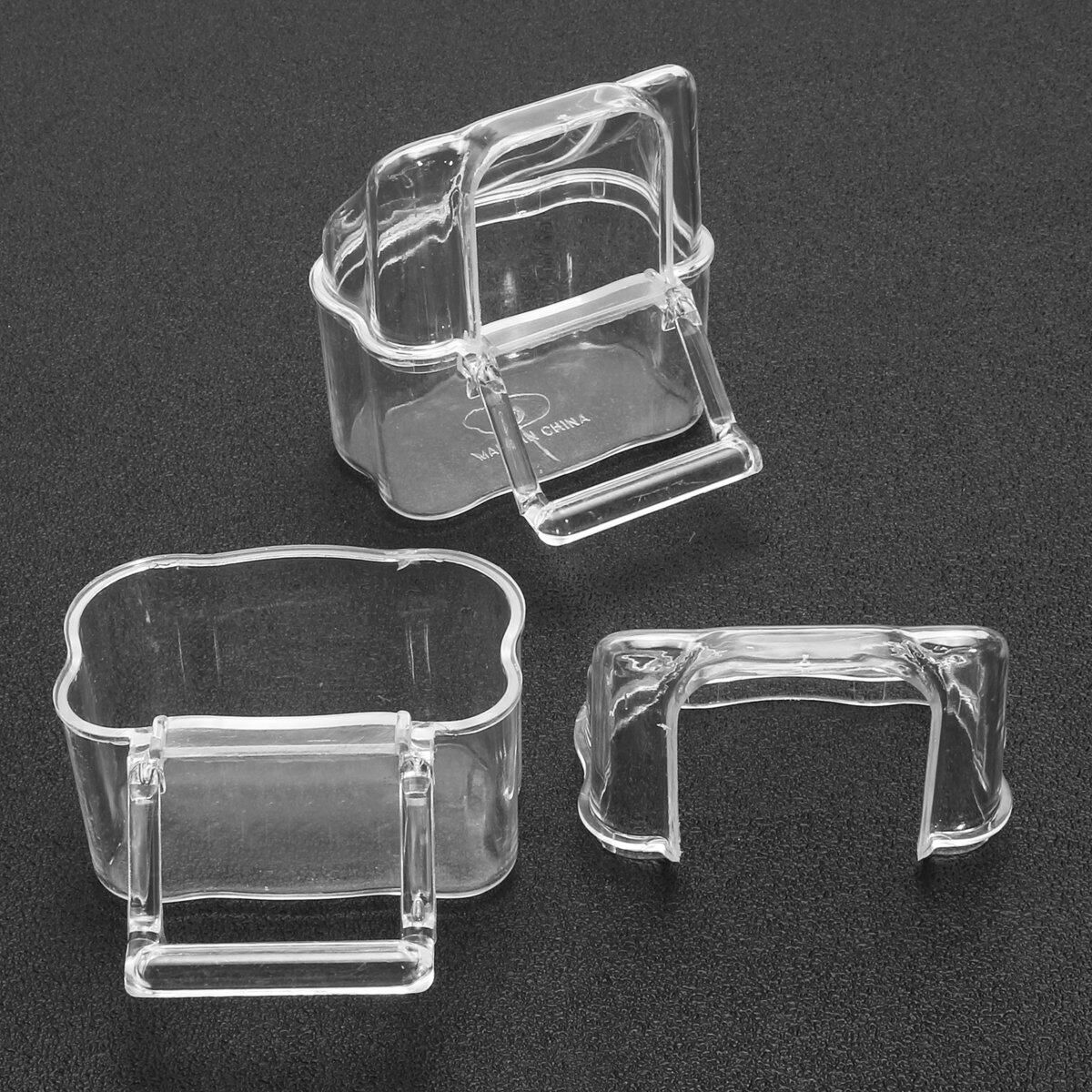 2 Pcs Bird Food Feeder Acrylic Clear Bowl Feeding Box Parrot Pigeon Cage