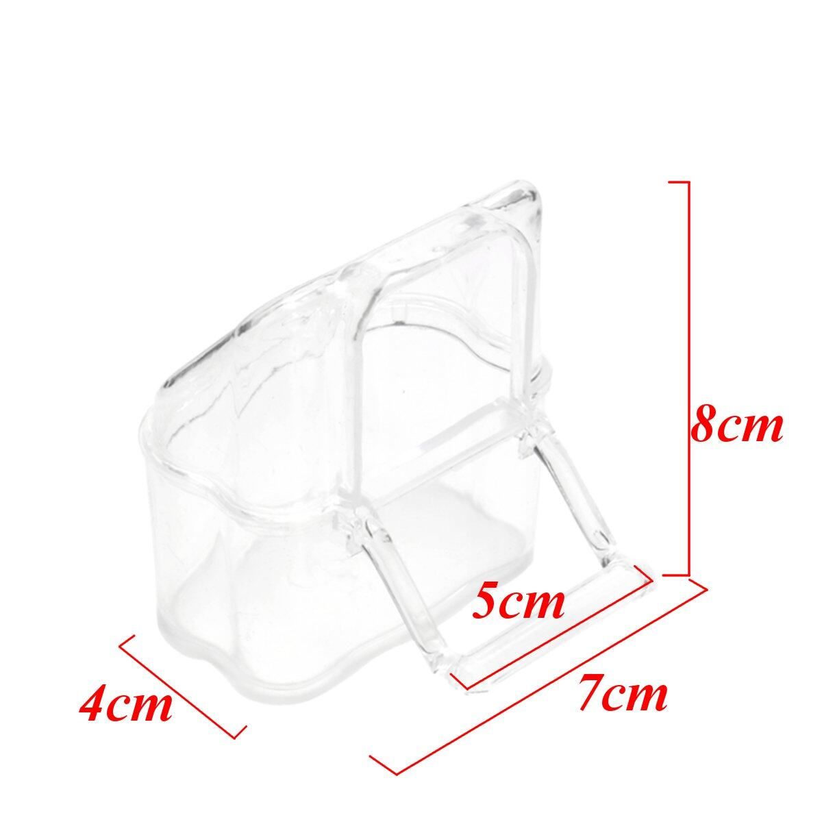 2 Pcs Bird Food Feeder Acrylic Clear Bowl Feeding Box Parrot Pigeon Cage