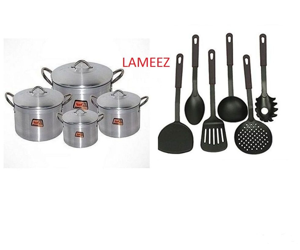 Cooking Pot Set Of 4 Pieces16cm,18cm,20cm,22cm + Spoon Set