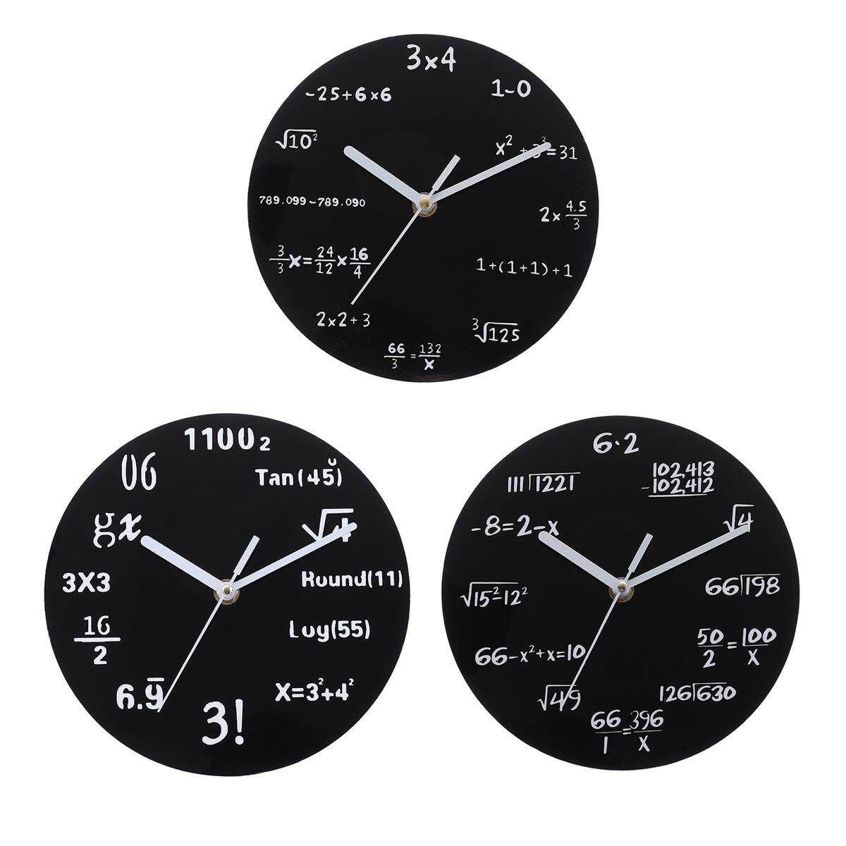 20cm Math Round Wooden Wall Clock Modern Home Living Room Kitchen Watch Decor Black