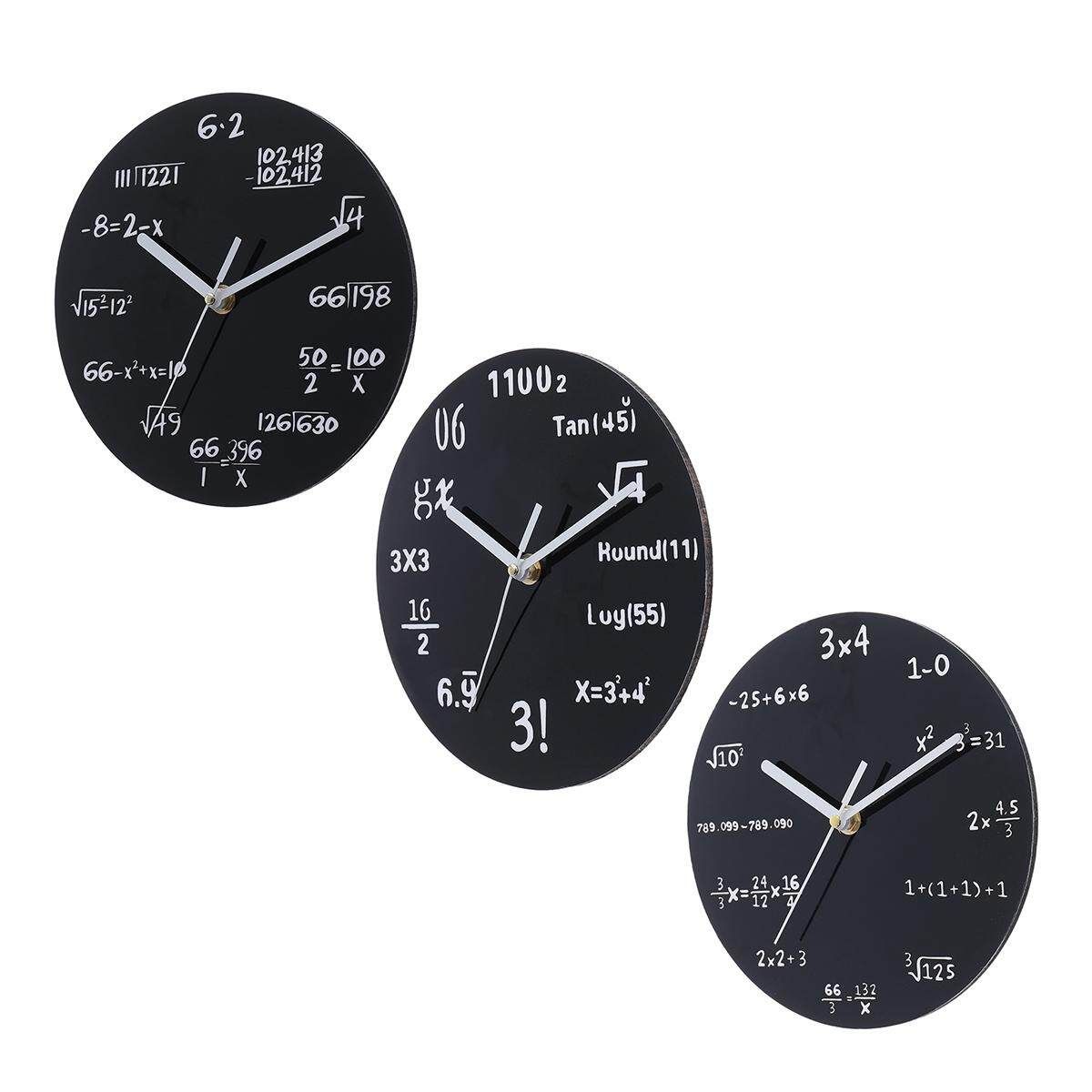 20cm Math Round Wooden Wall Clock Modern Home Living Room Kitchen Watch Decor Black