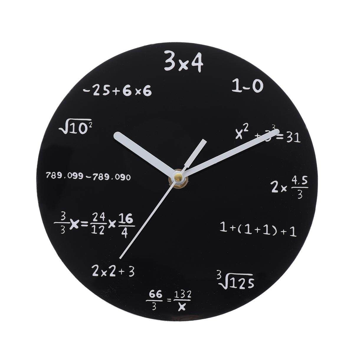 20cm Math Round Wooden Wall Clock Modern Home Living Room Kitchen Watch Decor Black