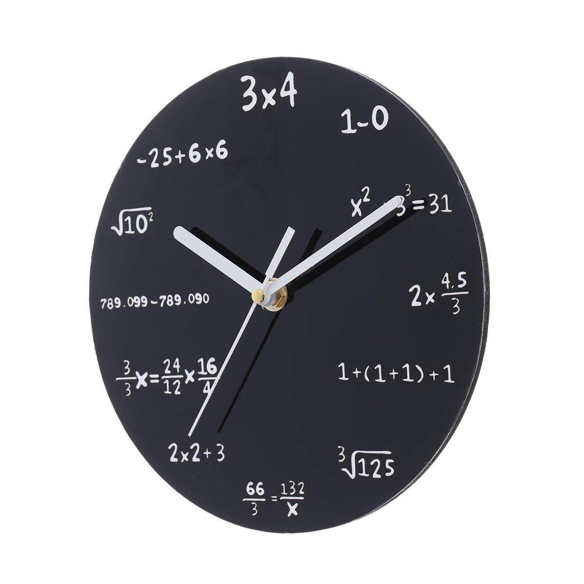 20cm Math Round Wooden Wall Clock Modern Home Living Room Kitchen Watch Decor Black