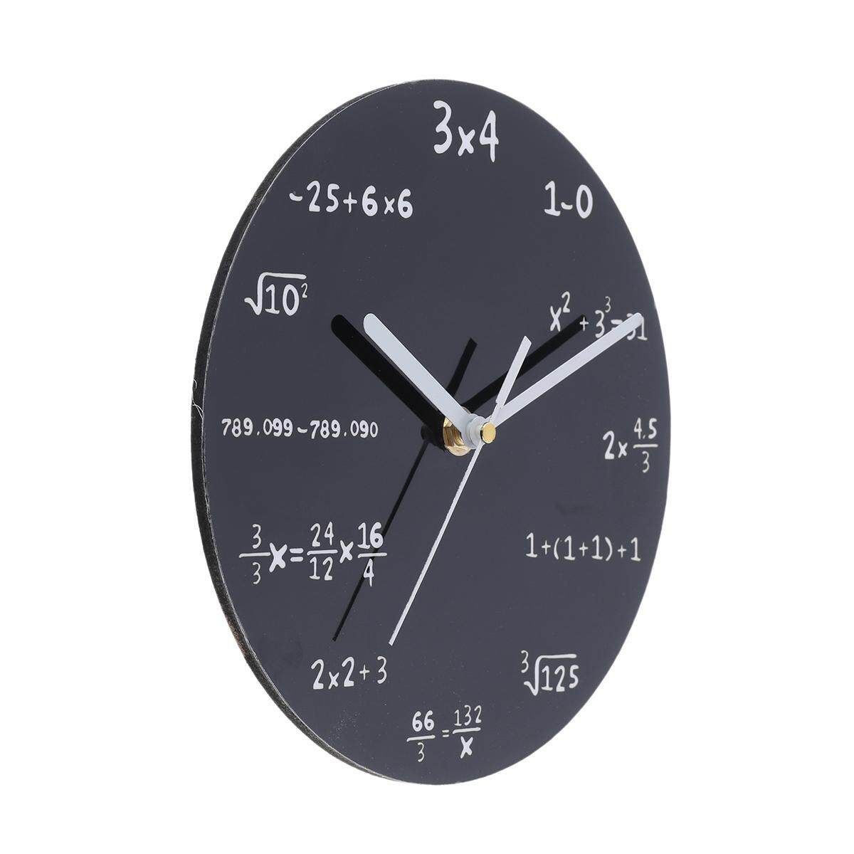 20cm Math Round Wooden Wall Clock Modern Home Living Room Kitchen Watch Decor Black