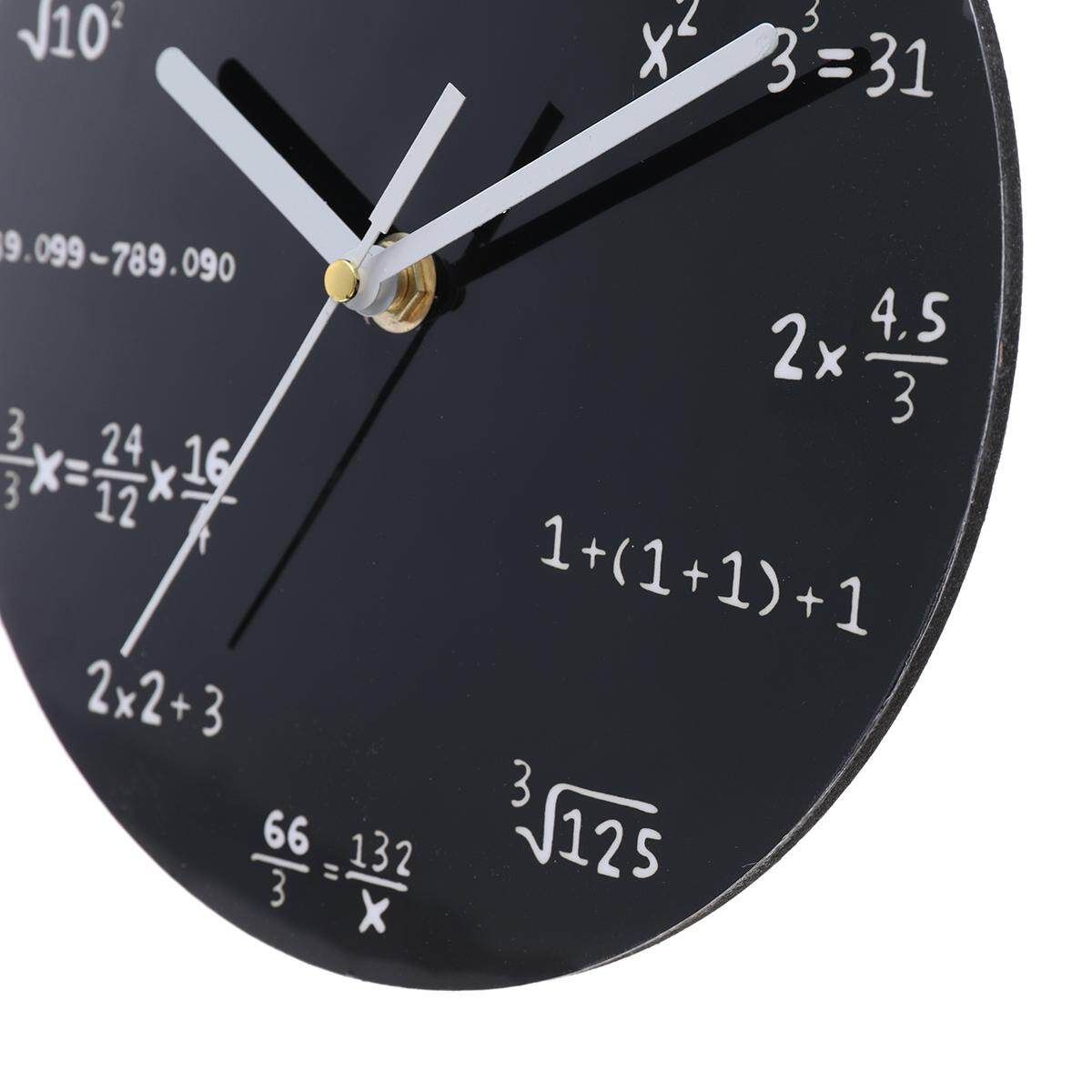 20cm Math Round Wooden Wall Clock Modern Home Living Room Kitchen Watch Decor Black