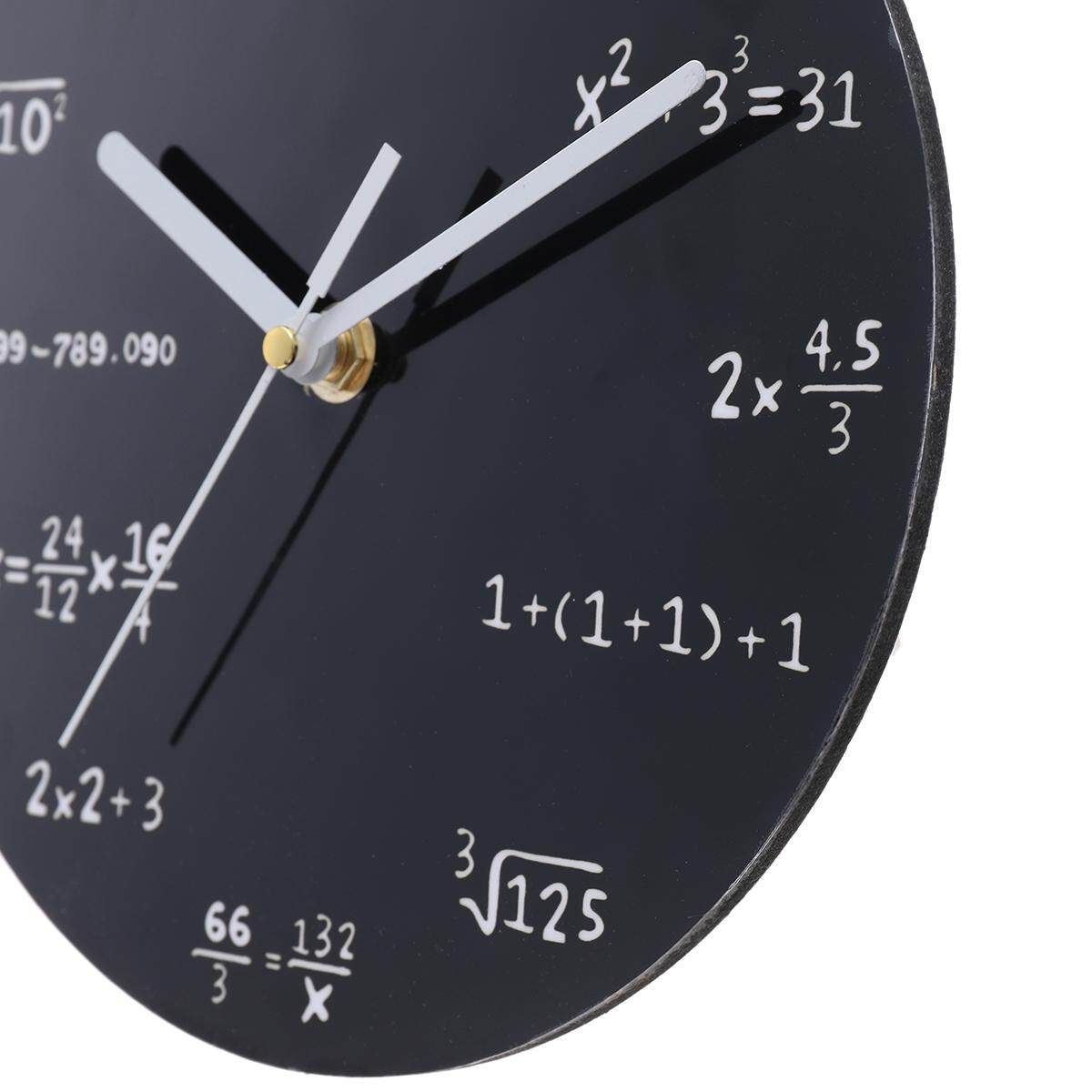 20cm Math Round Wooden Wall Clock Modern Home Living Room Kitchen Watch Decor Black