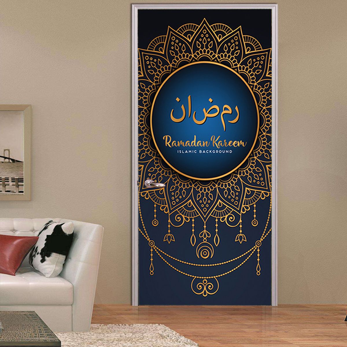 2PCS Muslim Eid Al-Fitr Door Wall Sticker 3D Self Adhesive D