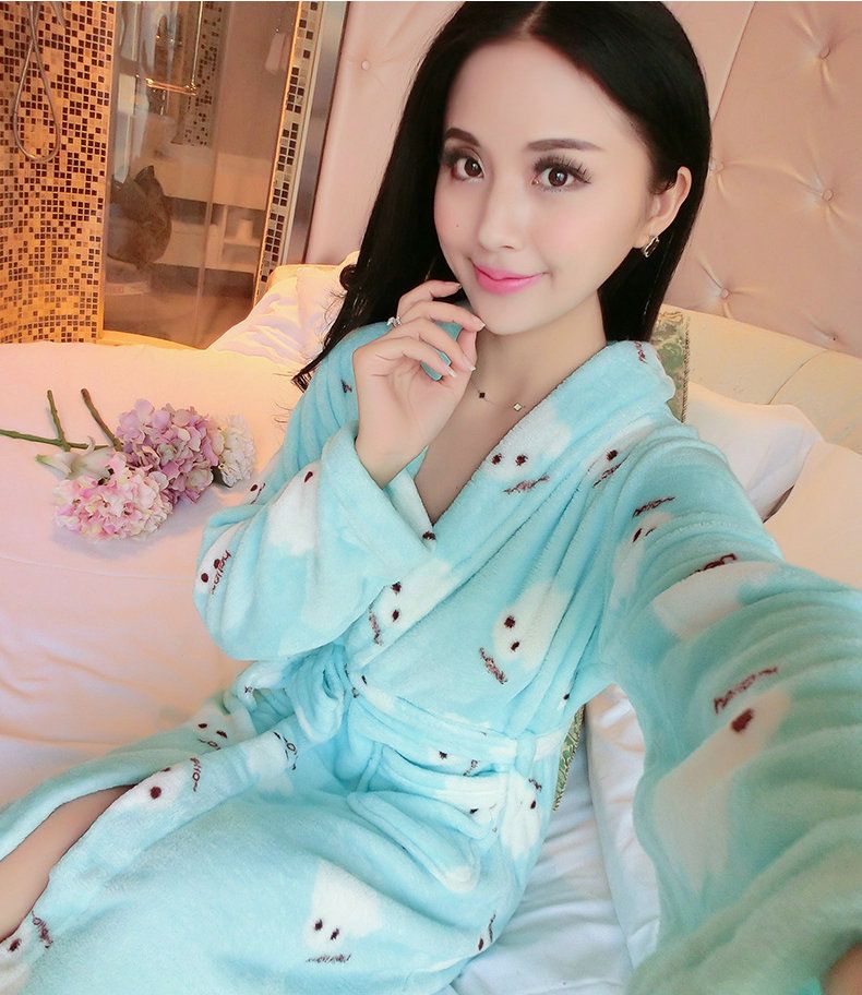 Ladies And Men Long Bathrobe Women Flower Flannel Kimono Bath Robe Bridal Wedding Bridesmaid Robes Dressing Gown Peignoir Badjas（#7）