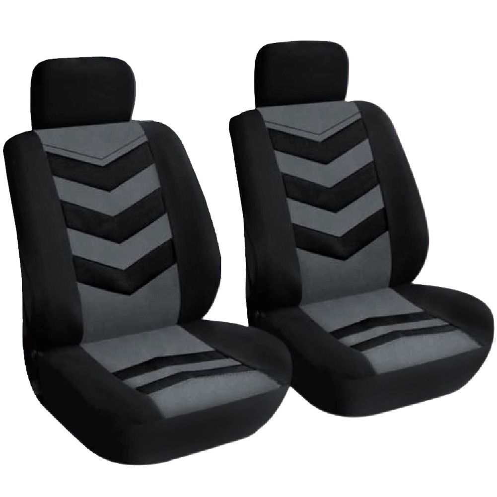 Universal Car Seat Cover Black Gray 2Front Seat Covers Fit