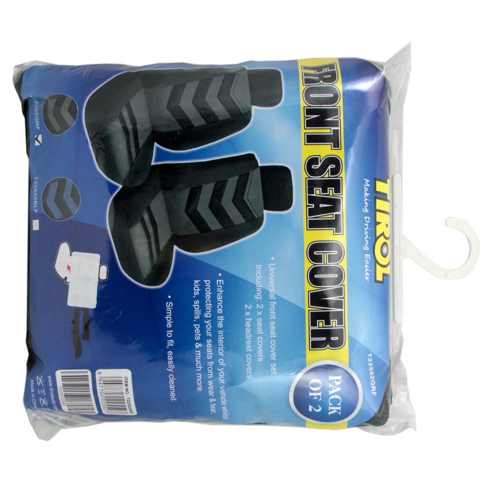 Universal Car Seat Cover Black Gray 2Front Seat Covers Fit