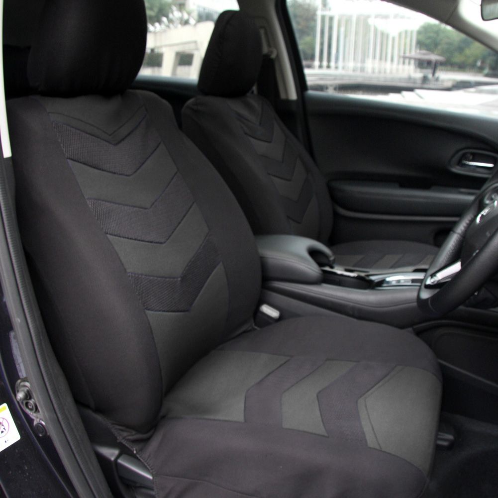 Universal Car Seat Cover Black Gray 2Front Seat Covers Fit