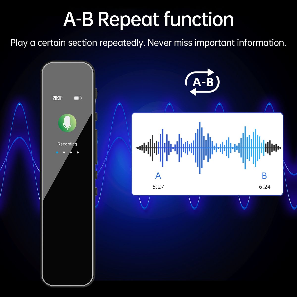 64GB Digital Voice Recorder Voice Activated Audio