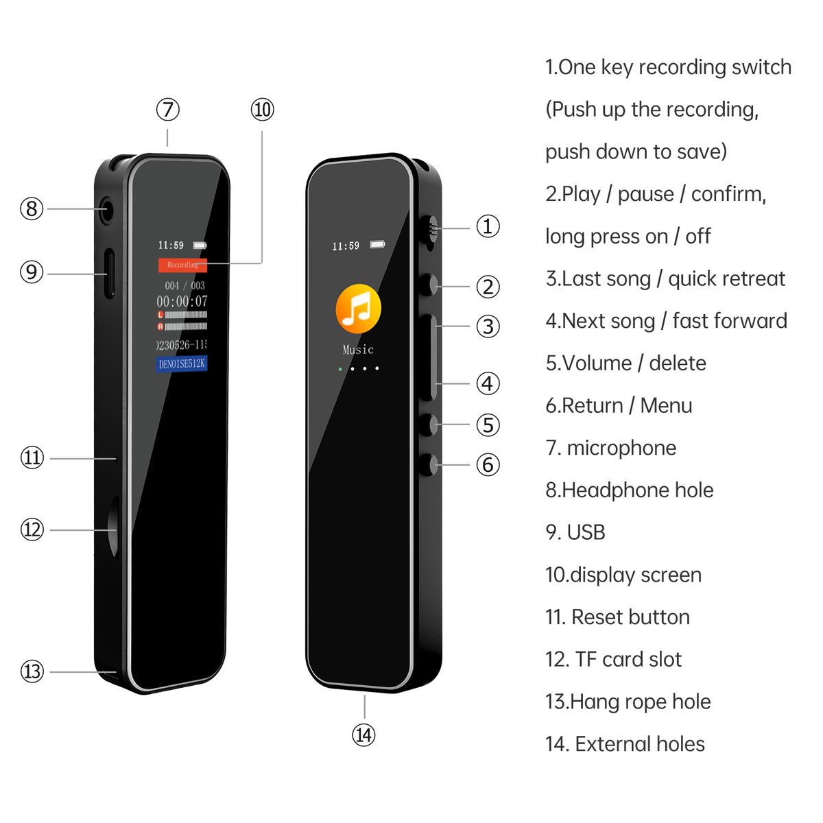 64GB Digital Voice Recorder Voice Activated Audio