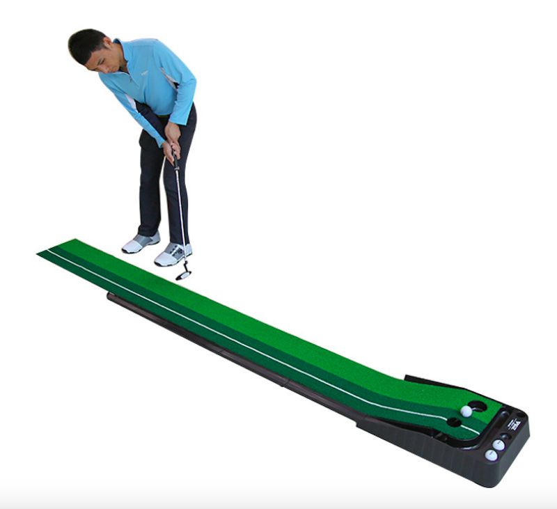 Golf Putting Mat With Return Ball System + Balls + Club