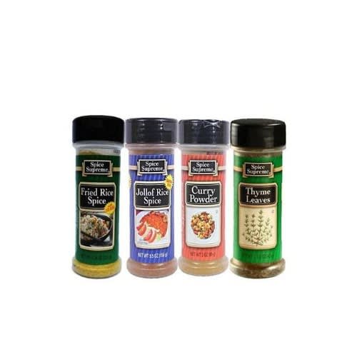 Fried Rice 121g, Jollof Rice 156g, Curry Powder 85g & Thyme 43g