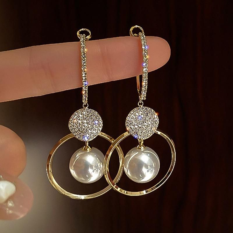 New Fashion Big Hoop Earrings For Women Shiny Rhinestone Large Circle Earring Brincos Girl Party Engagement Jewelry Gifts