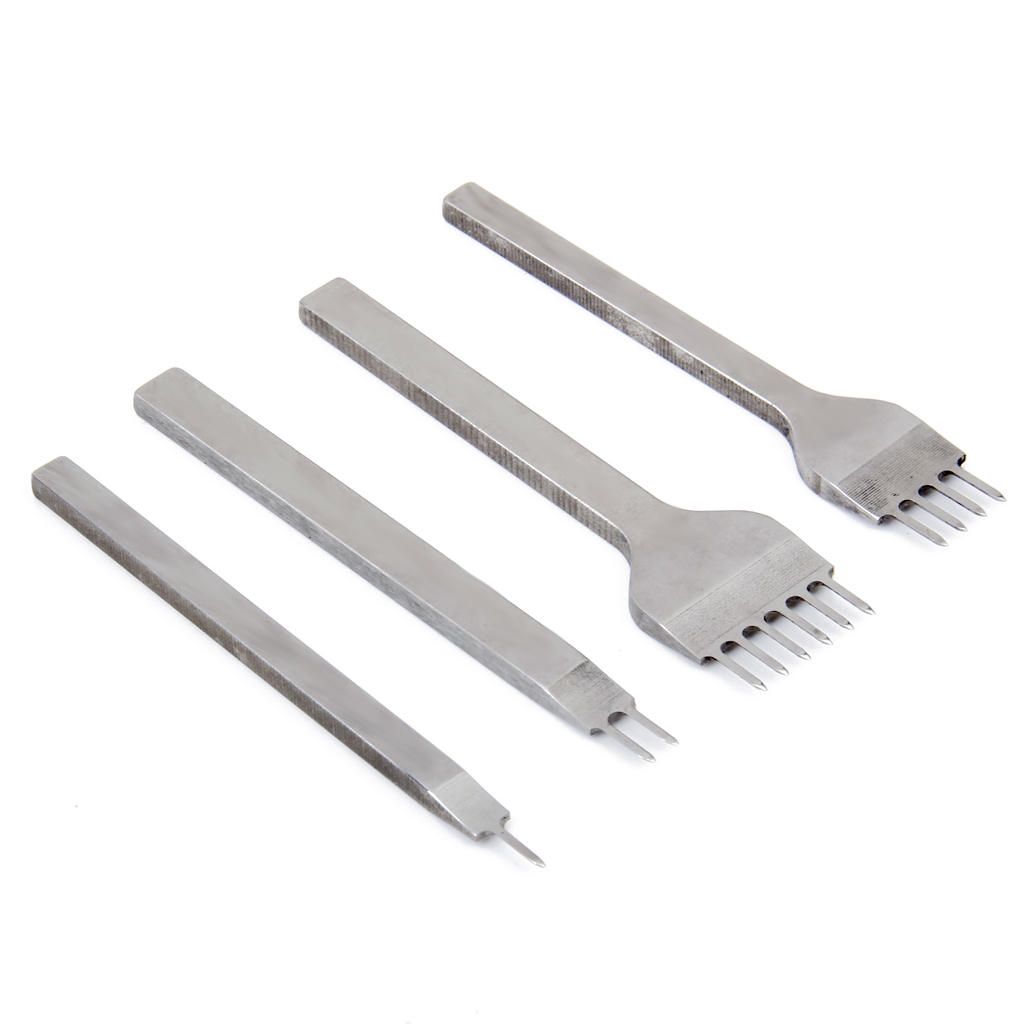 4x DIY Leather Craft Tools Hole Punches Stitching Punch Tool Set Prong