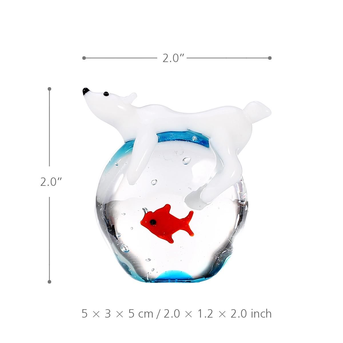 Polar Bear and Fish Handmade Animal Art Hand Blown Glass Art Wild Animal Figurine Home Decoration
