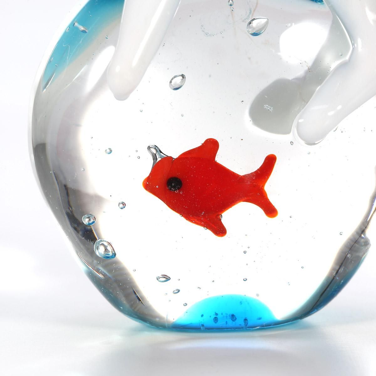 Polar Bear and Fish Handmade Animal Art Hand Blown Glass Art Wild Animal Figurine Home Decoration