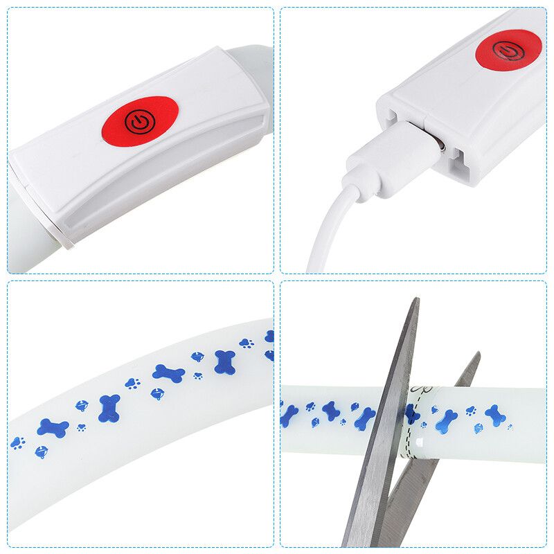 USB 70cm 3 Modes LED Pet Collar Rechargeable RGB Waterproof Cuttable Safety Night Light Advanced Glow Necklace Flash Luminous For Pet Dogs Cats