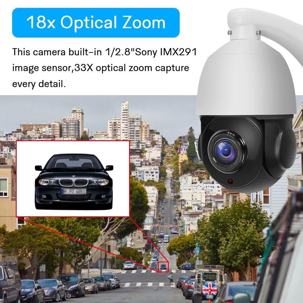 PTZ Camera Outdoor 2MP Security POE Camera, IR Night Vision,360° Panoramic View, Pan Tilt 18X Optical Zoom,IP66 Waterproof
