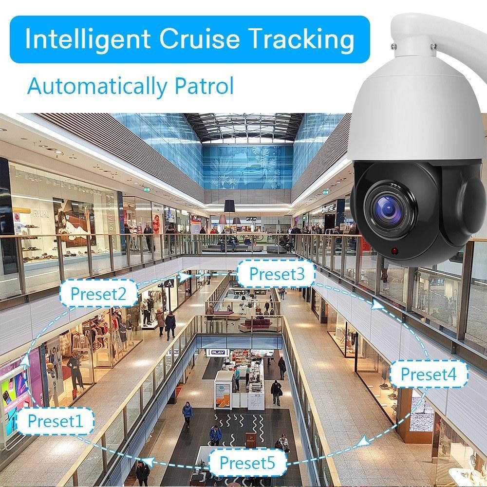 PTZ Camera Outdoor 2MP Security POE Camera, IR Night Vision,360° Panoramic View, Pan Tilt 18X Optical Zoom,IP66 Waterproof