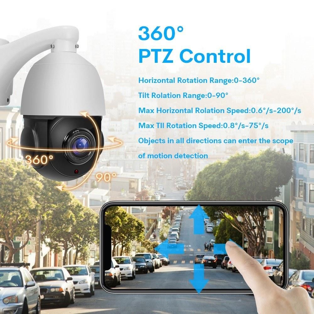 PTZ Camera Outdoor 2MP Security POE Camera, IR Night Vision,360° Panoramic View, Pan Tilt 18X Optical Zoom,IP66 Waterproof