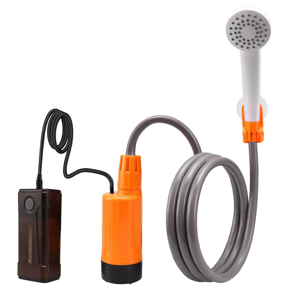 Outdoor Camping Shower Portable Electric Shower Pump IPX7 Waterproof with 2-Level Water Flow LED Light for Camping Hiking Backpacking Travel Beach Pet Watering
