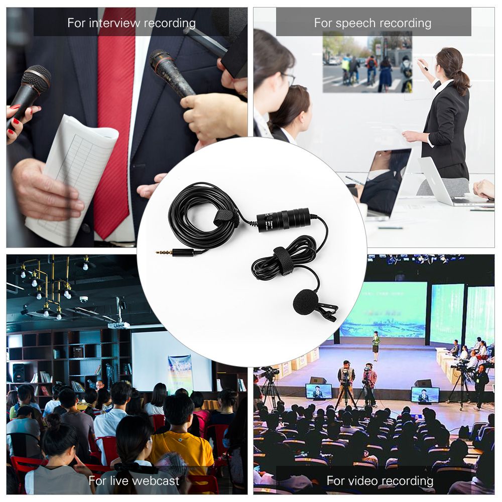 Professional Lavalier Clip-on Microphone Mic 3.5mm 6 Meters