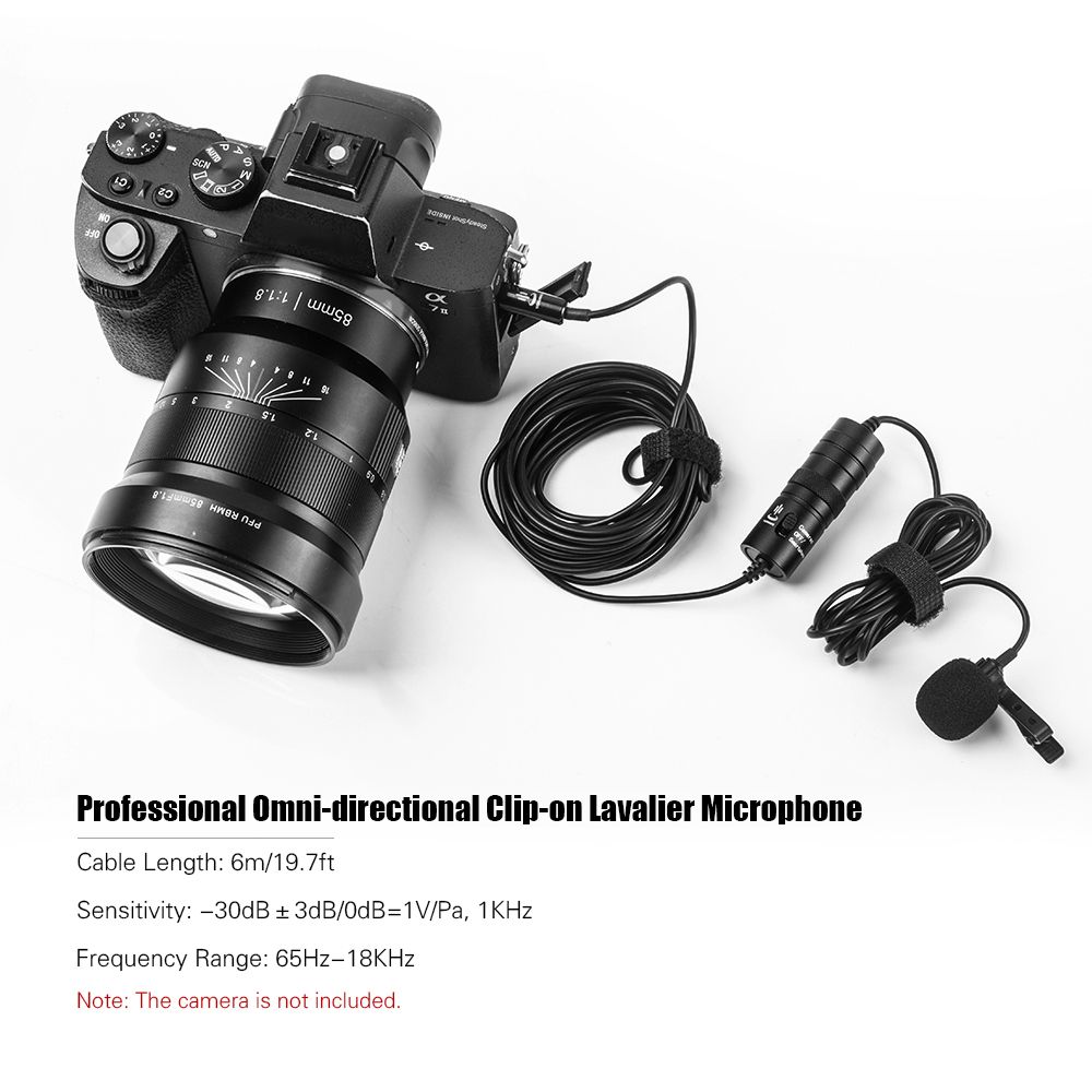 Professional Lavalier Clip-on Microphone Mic 3.5mm 6 Meters