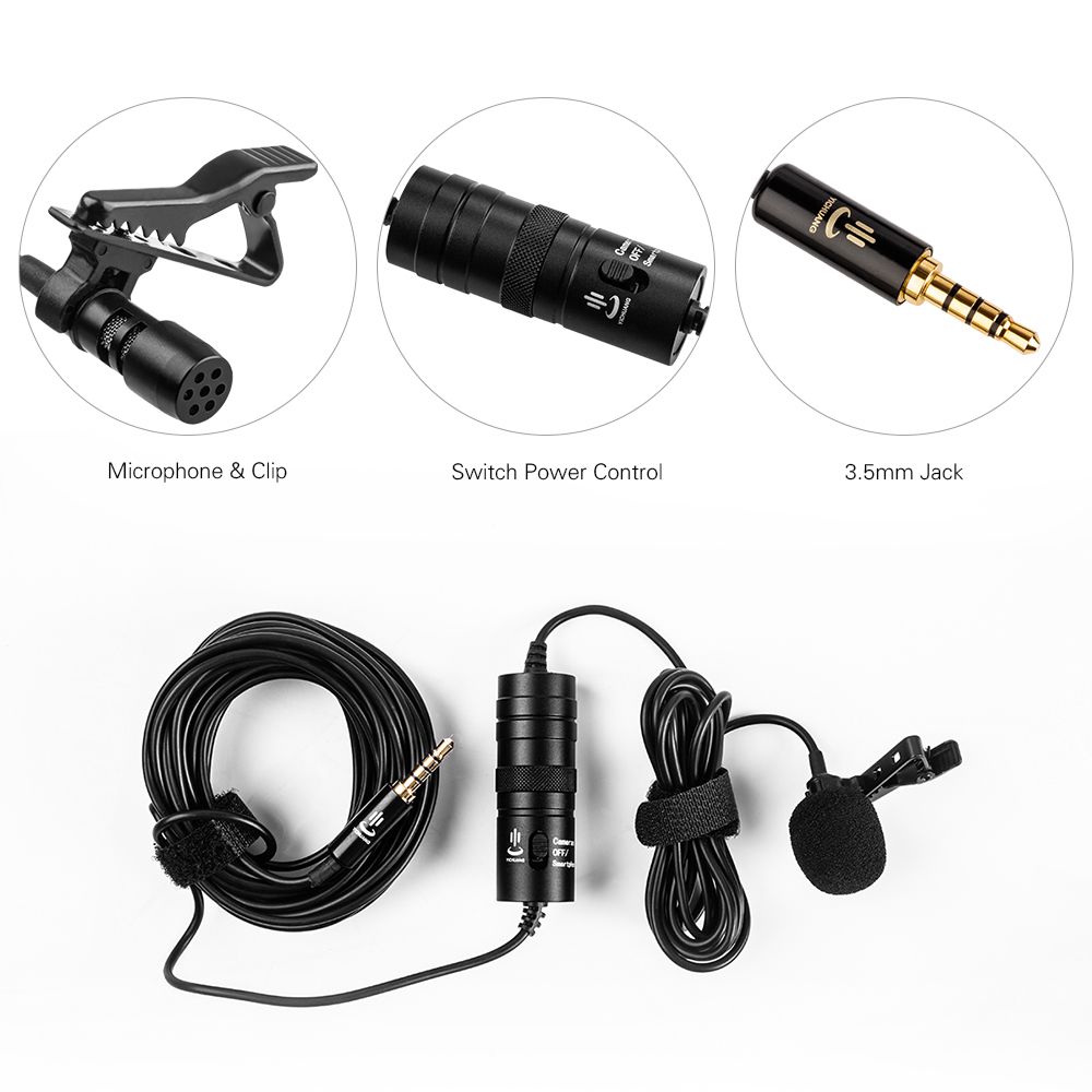 Professional Lavalier Clip-on Microphone Mic 3.5mm 6 Meters