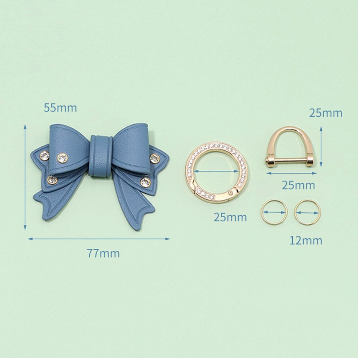 Car Keychain Sparkling Bow Key Holder Elegant Rhinestone for Womens Green