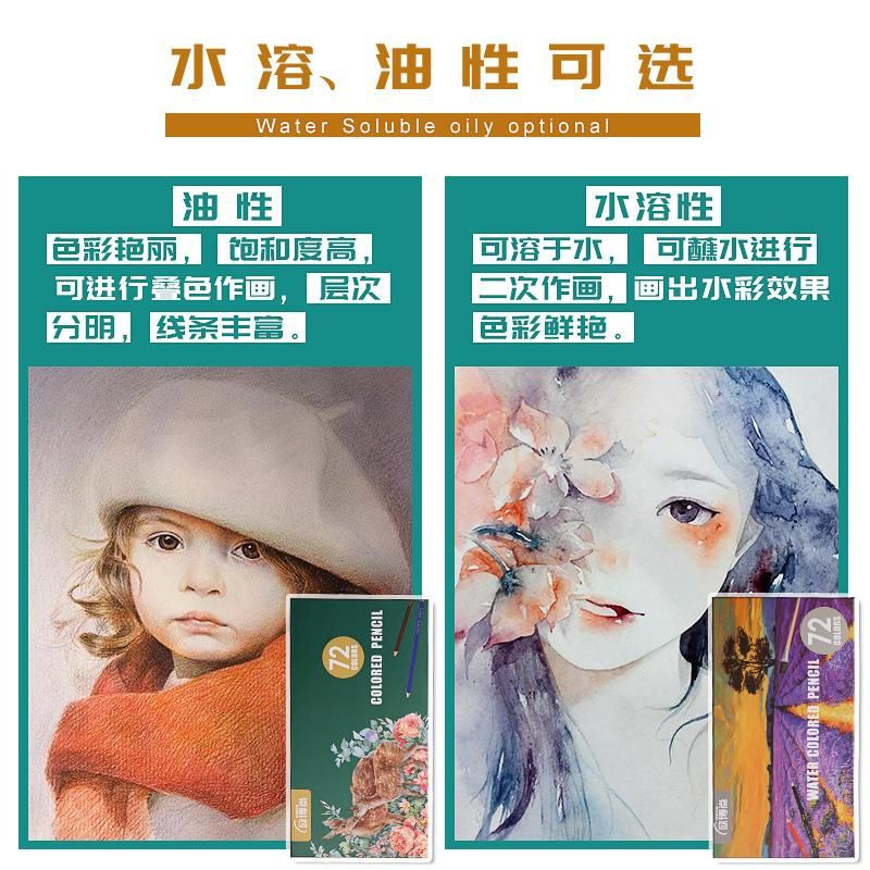 OBOs Professional Color Lead 48 Colors 200 Colors Oily Color Brush Hand Drawn Painting Sketch Water-Soluble Color Pencil