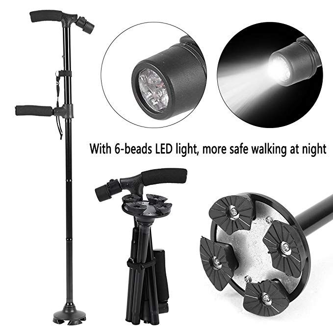 Led Lights Trekking Poles Double Handle Walking Sticking