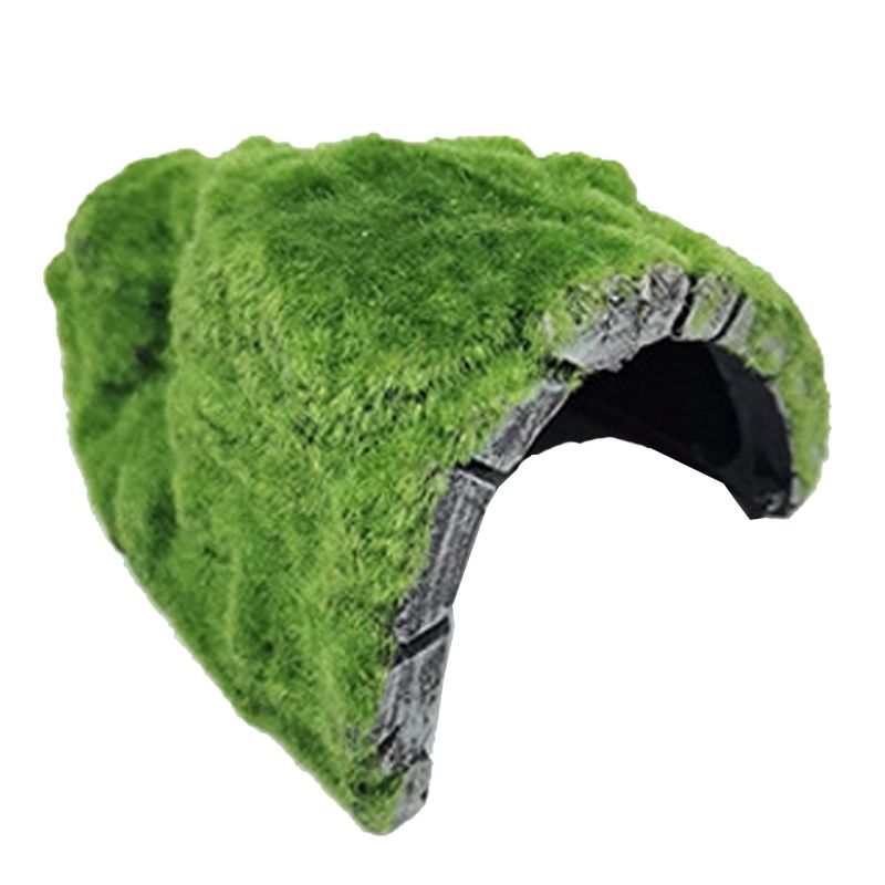 ZR7661 Flocked Caple Box Turtle Hiding Nest Moss Cave