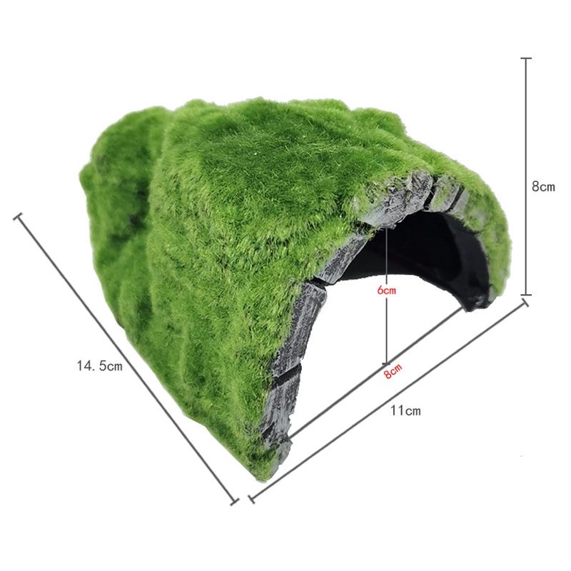 ZR7661 Flocked Caple Box Turtle Hiding Nest Moss Cave