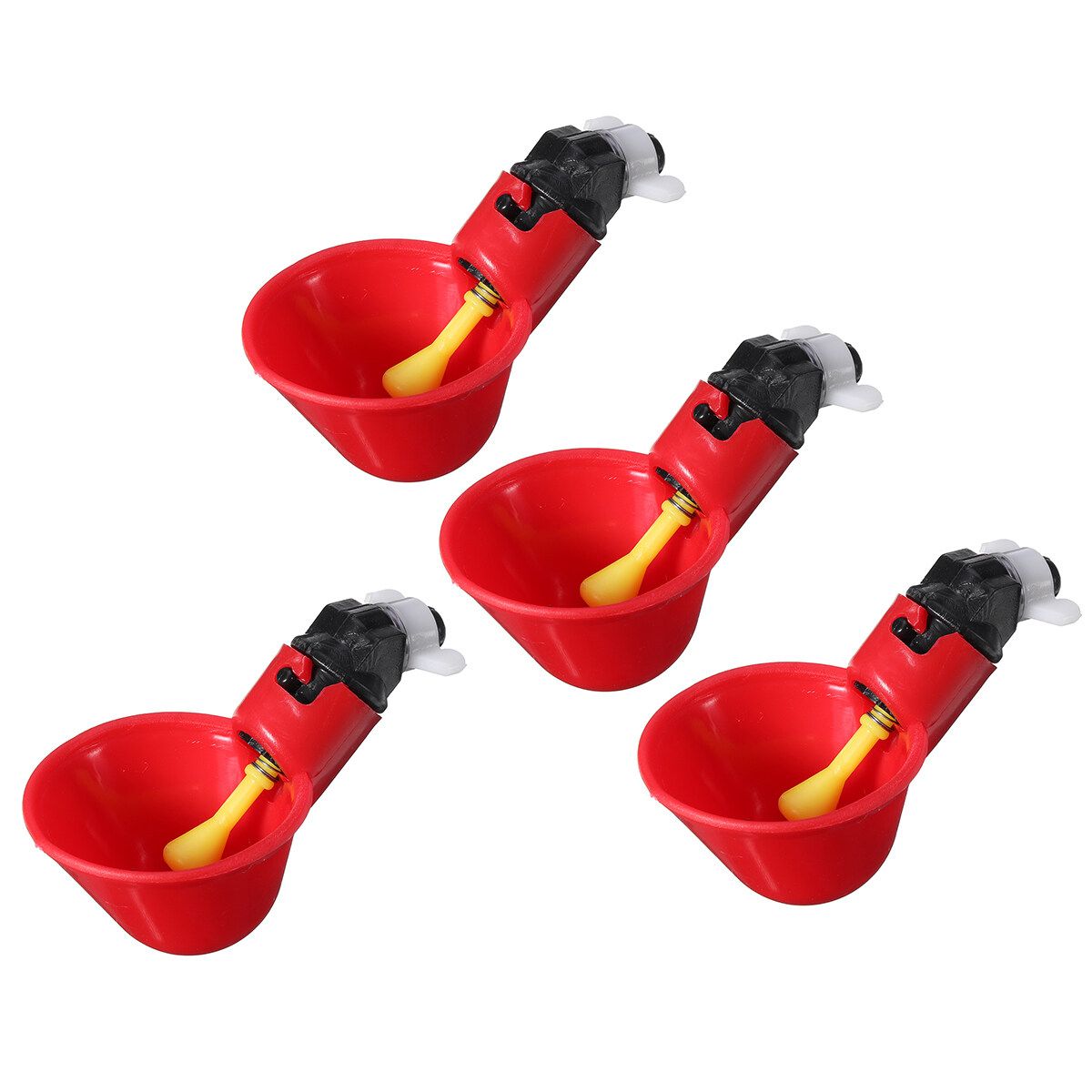 5pcs/Lot Plastic Automatic Chicken Quail Drinker Waterer Bowl With Yellow Farm Poultry Drinking Water System Feeder With Screw