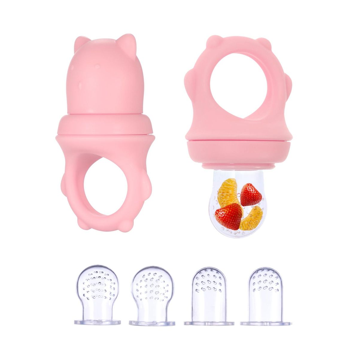 Baby Food Feeder Fruit Feeder Pacifiers for Teething Relief with S/M/L 3 Size Silicone Pacifiers for Infants, Pack of 2pcs