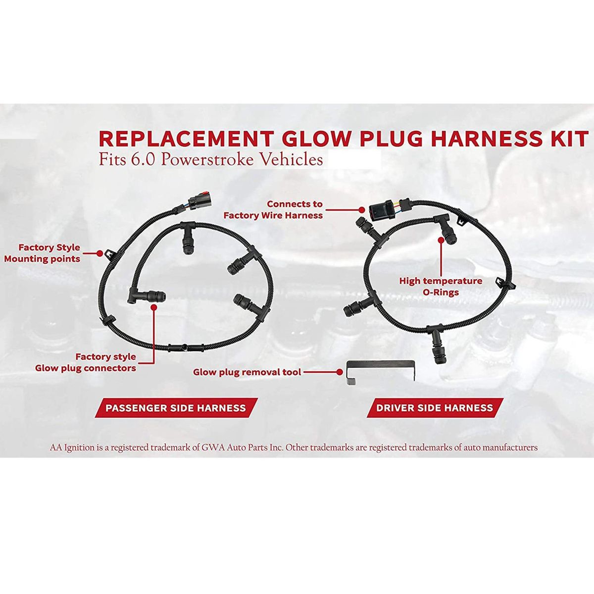 Car Left Right Glow Plug Harness Kit Harness for Ford F250