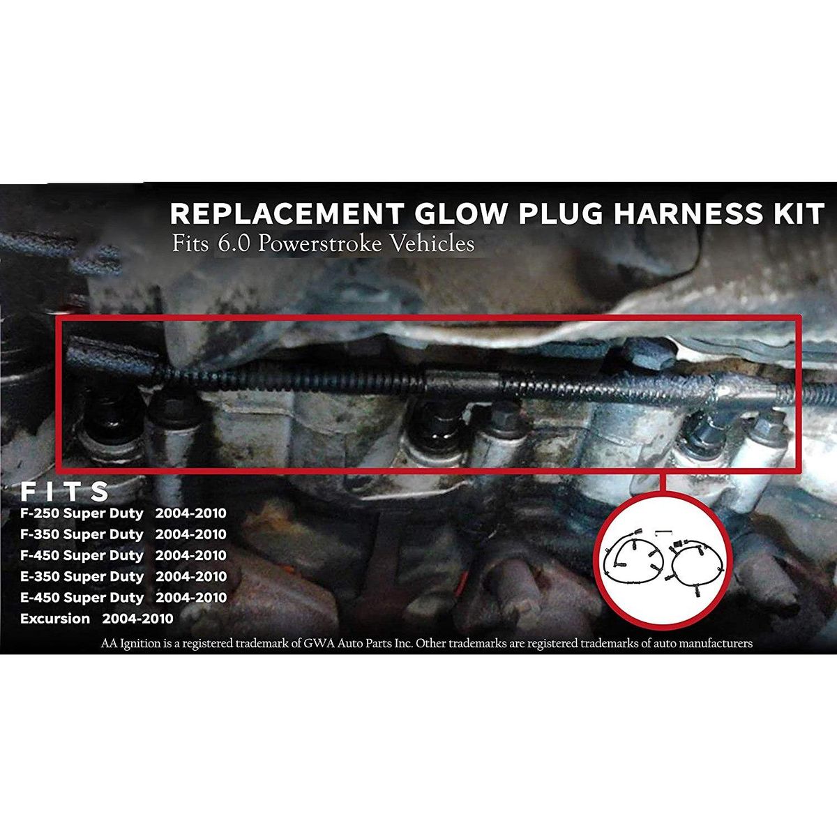 Car Left Right Glow Plug Harness Kit Harness for Ford F250