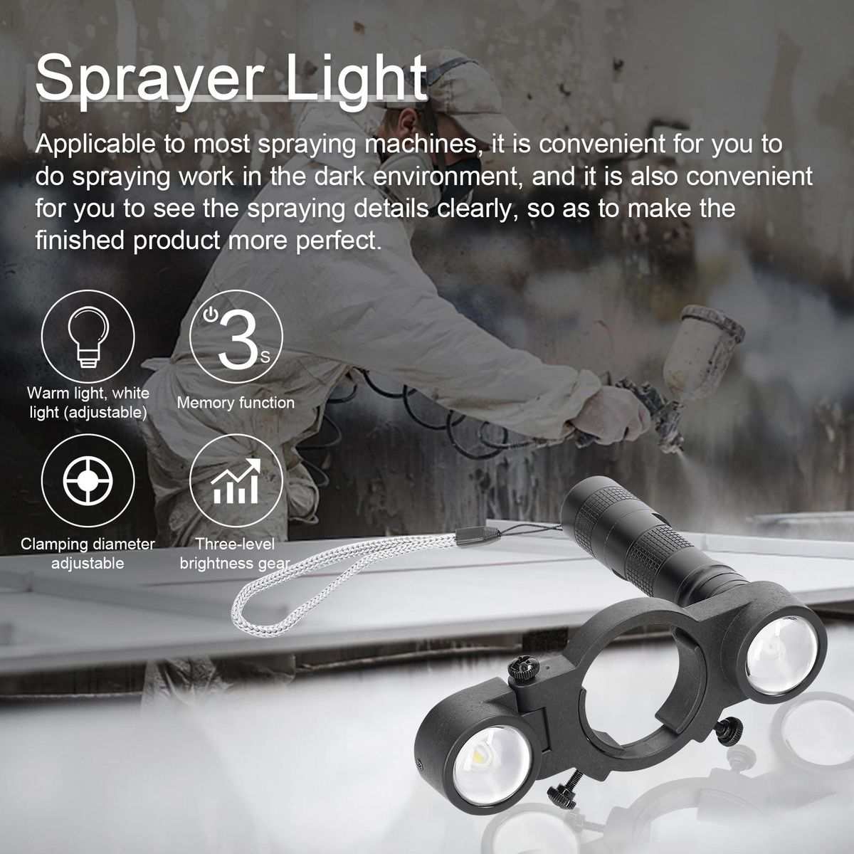 Spraying Machine Lighting Airbrush Light Universal Sprayer Light Aadjustable Rechargeable Fill-in Light for Sprayer