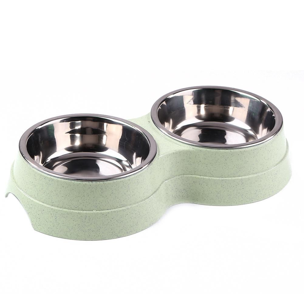 Anti-skidding Dog Double Bowl Puppy Food Water Feeder Stainless Steel Pets Drinking Dish Pet Supplies New