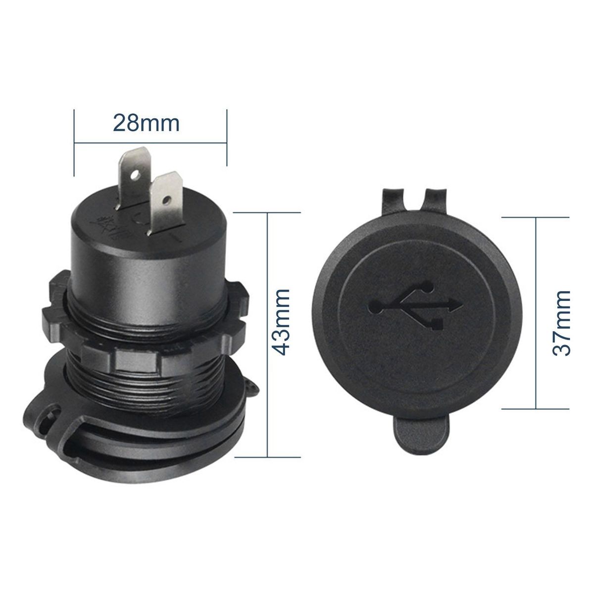 USB Car Charger Three Port Fast Car Adapter Blue